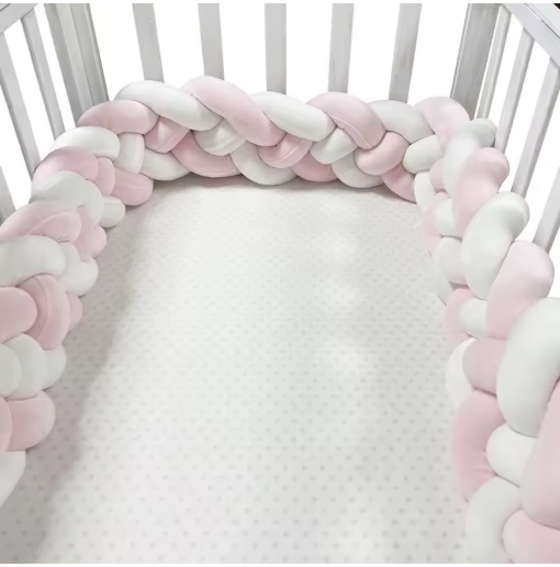 tresse de lit rose blanc - toure de lit bebe âą