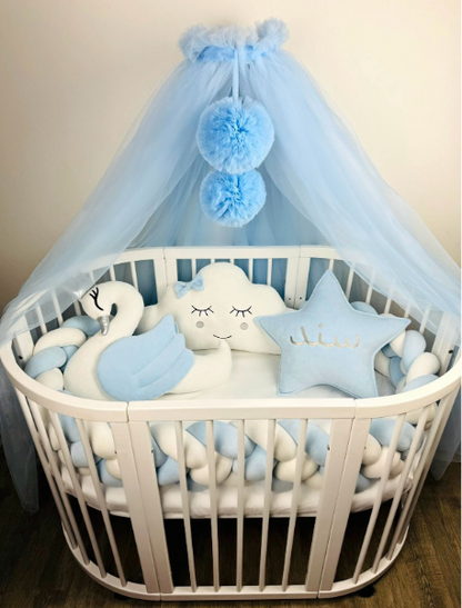 tresse de lit bleu blanc - toure de lit bebe ™