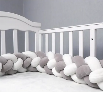 tresse de lit gris blanc - tour de lit bebe ™