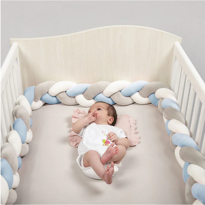 tresse de lit bleu blanc gris - toure de lit bebe ™