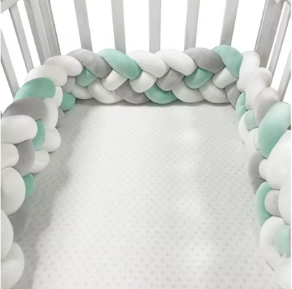 tresse de lit vert gris blanc - toure de lit bebe ™