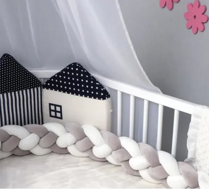 tresse de lit gris blanc - tour de lit bebe ™