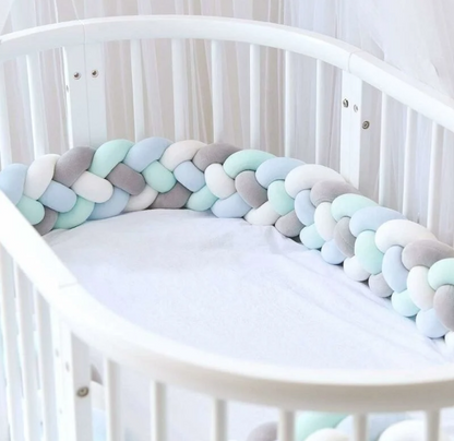 tresse de lit vert gris blanc - toure de lit bebe ™
