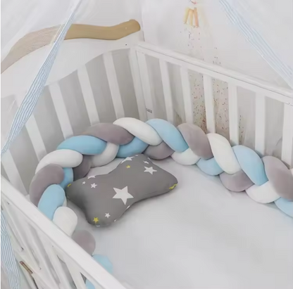 tresse de lit bleu blanc gris - toure de lit bebe ™